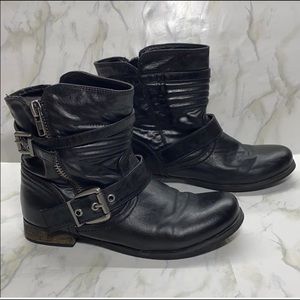 ALDO Moto Black Leather Ankle Boots-7